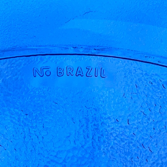 Cobalt blue glass deep round shaped serving plate with two handles serving dish - Picture 9 of 15